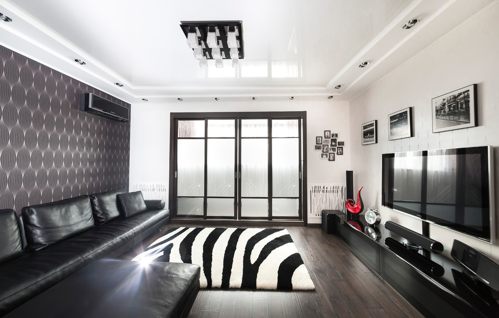 2-х комнатная квартира в черно-белых тонах с акцентами красного