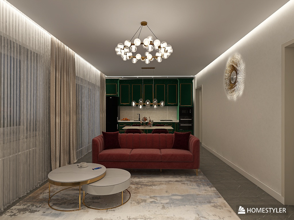 Обложка проекта: Кухня - гостиная в стиле ар деко