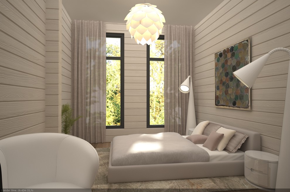 Загородный дом из бруса с яркими акцентами