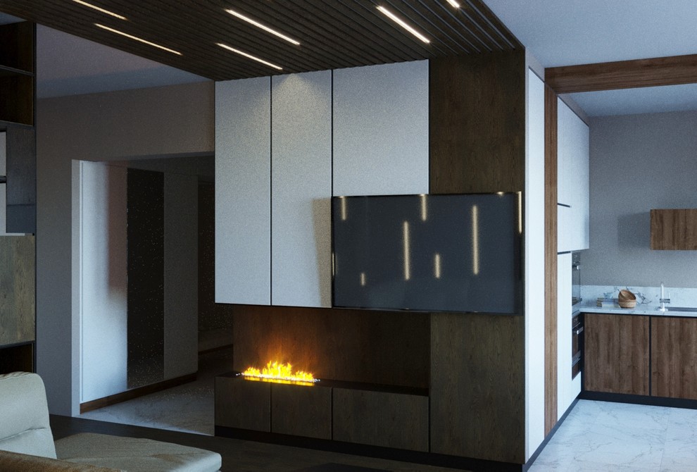 Кухня-гостиная по дизайн-проекту ЖК "Солнечный олимп", Воронеж