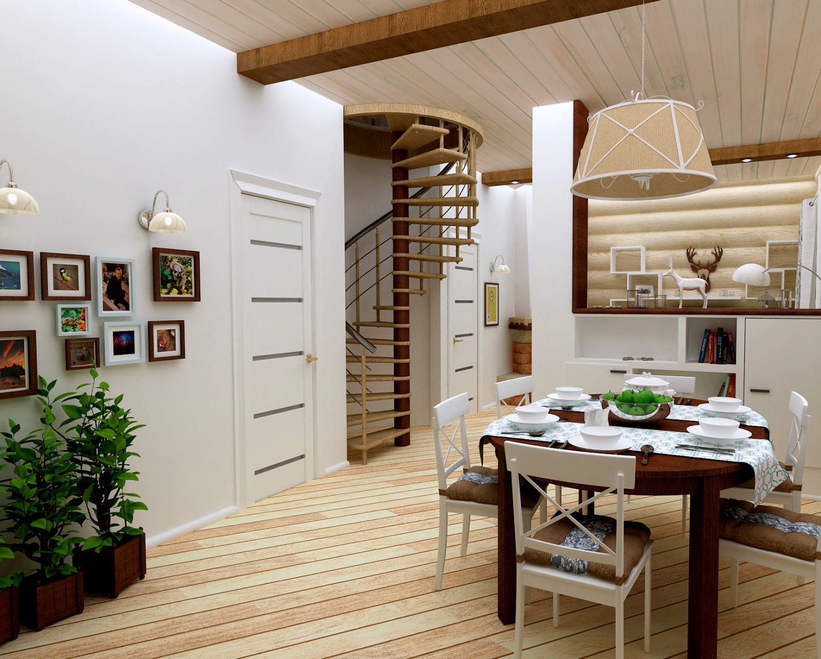 Проект интерьера бревенчатого дома в скандинавском стиле
