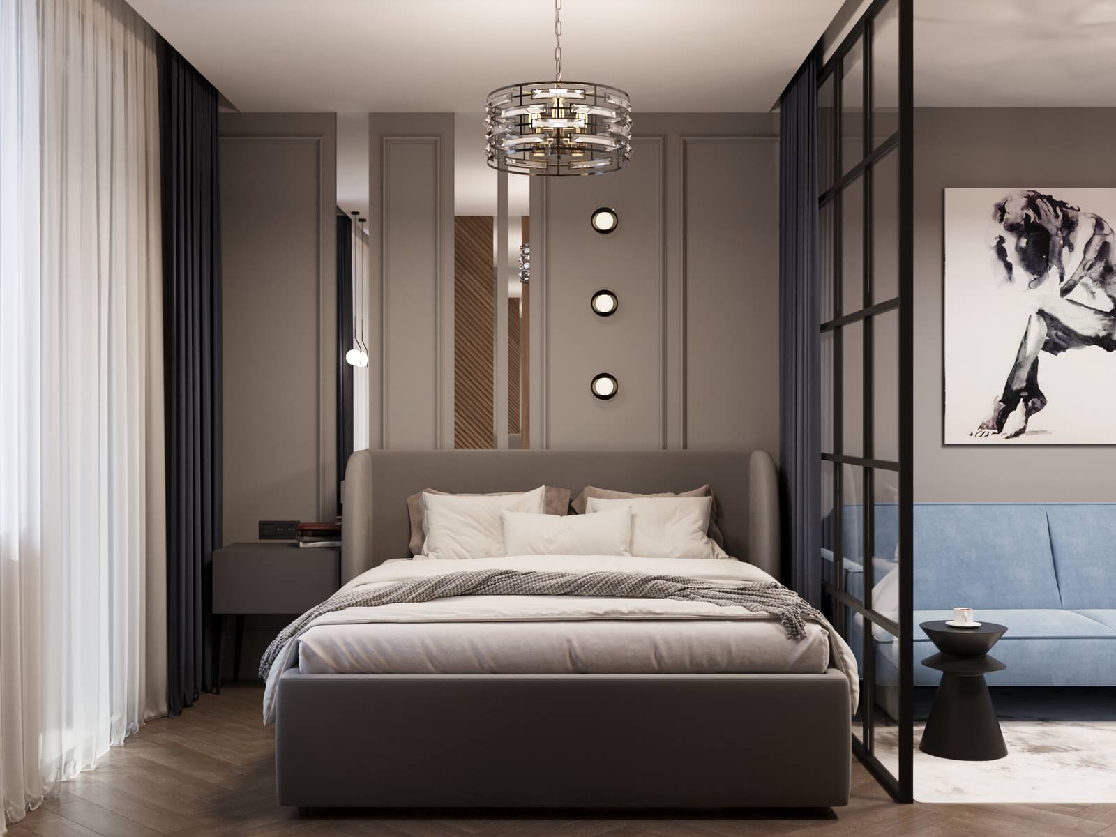 Спальня. ЖК "Гринсайд". Квартира-студия 38 м²
