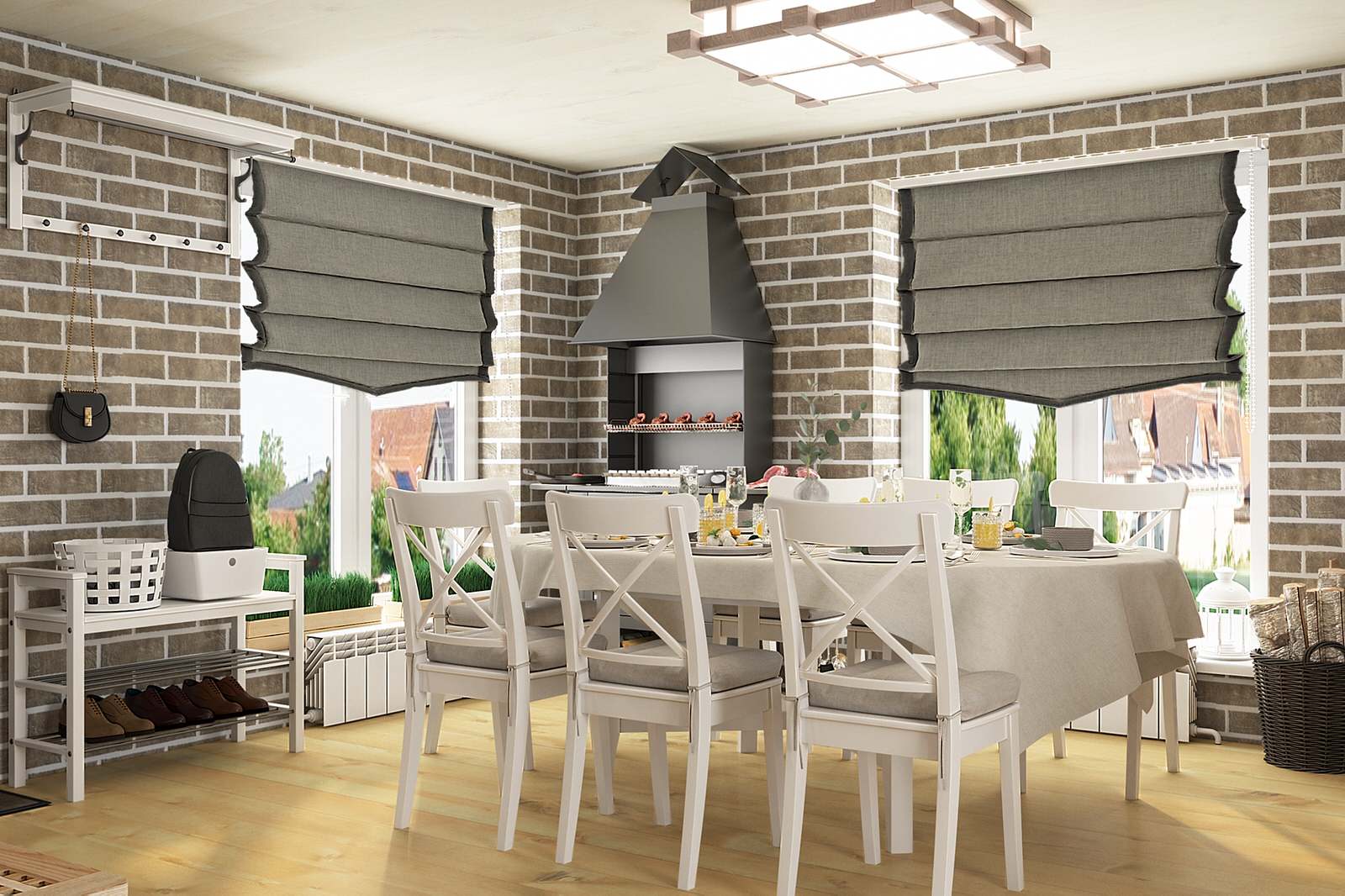 Дизайн-проект кухни гостиной с гриль - барбекю