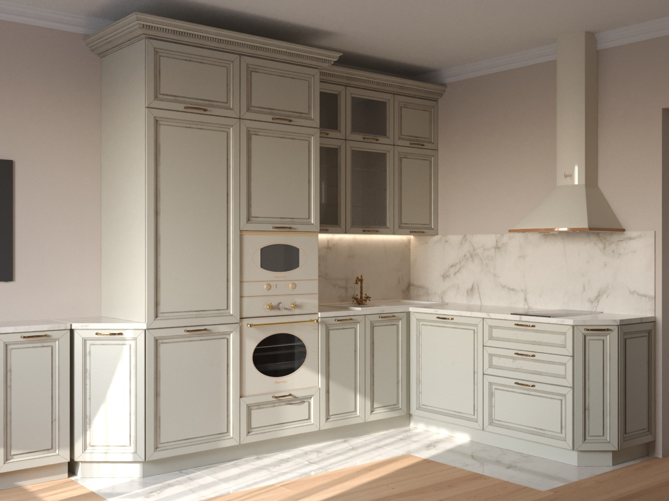 Классический интерьер однокомнатной квартиры в ЖК "Татьянин парк"