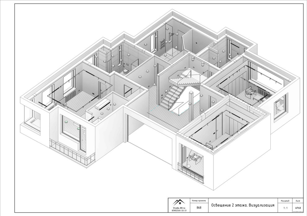 Дизайн-проект 2-этажного загородного дома в современном стиле, 400 м²