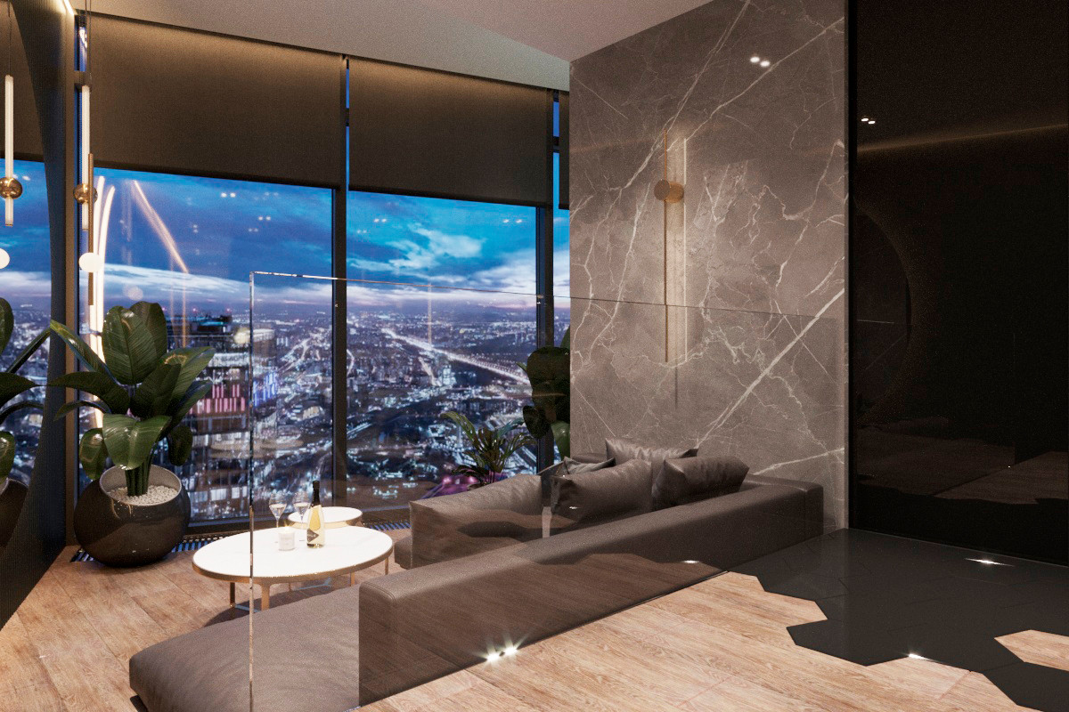 Moscow city. Federation Tower. Sexy room.