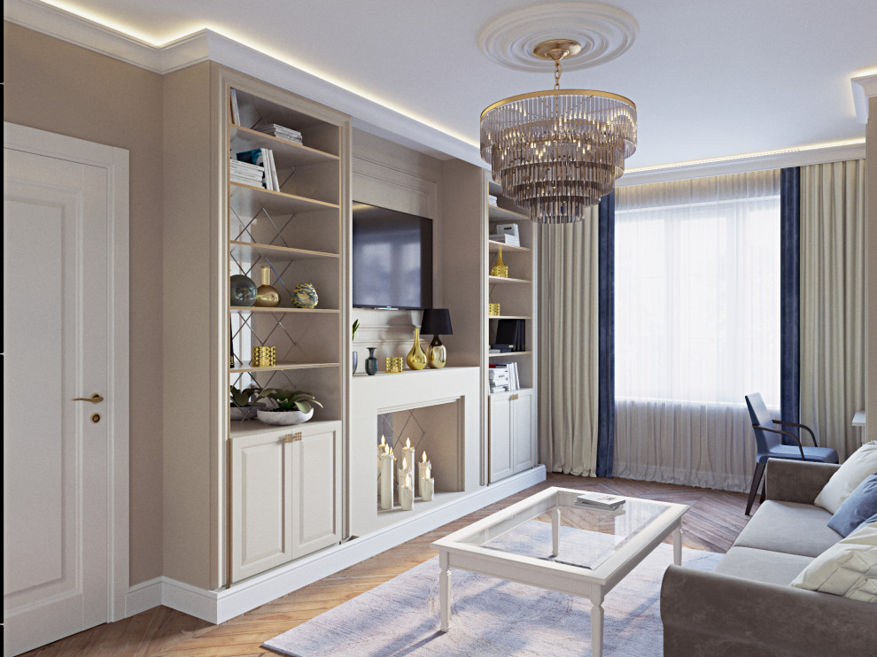 Обложка проекта: Дизайн проект 2х-комнатной квартиры в неоклассике