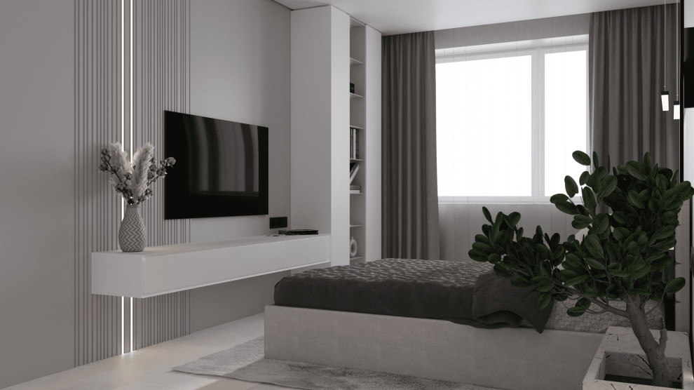 Монохромный минимализм в дизайне квартиры 100 кв. м. для семейной пары