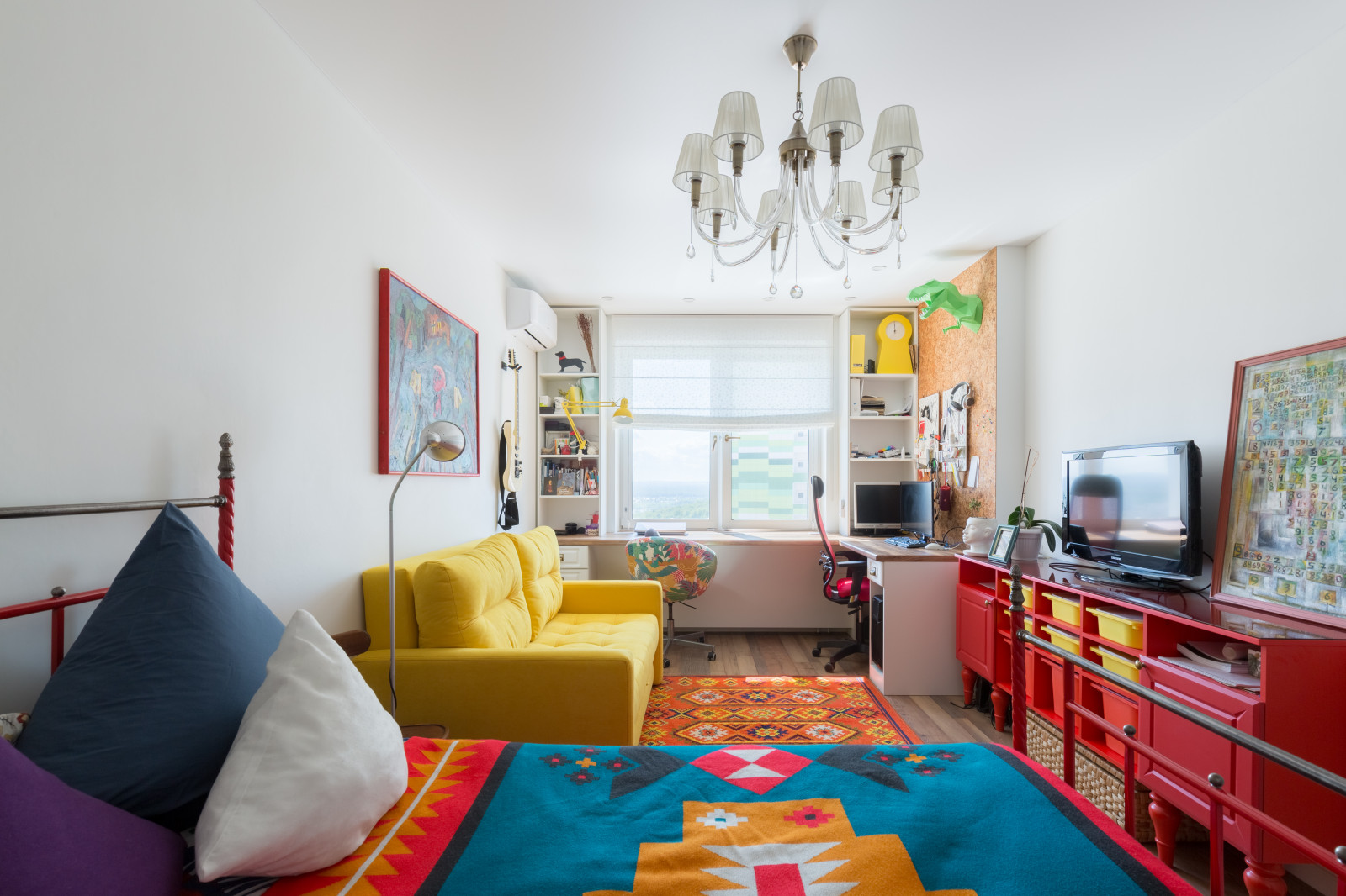 Обложка проекта: Этническая спальня-гостиная 18 кв.