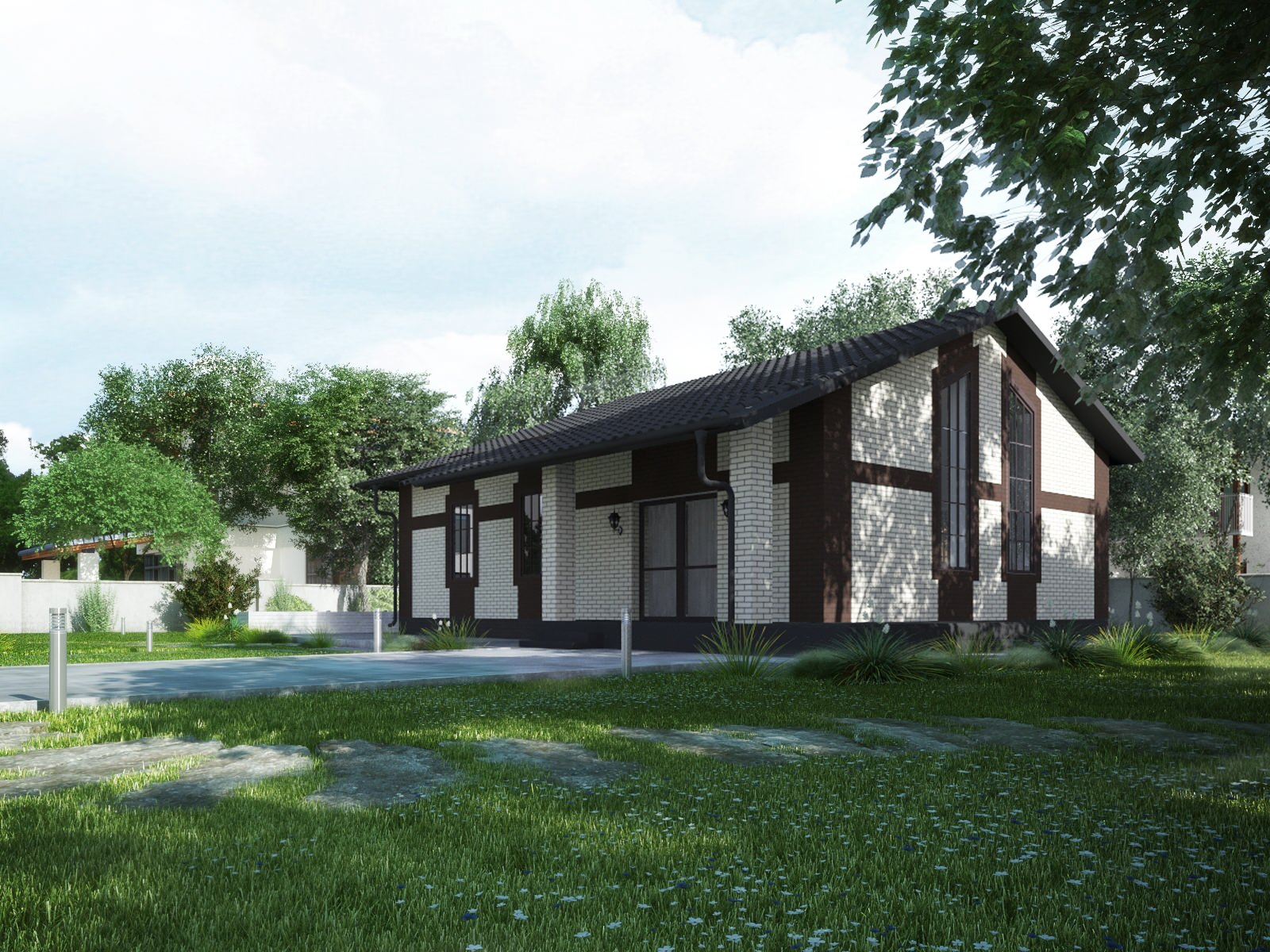 Обложка проекта: Эскизный проект одноэтажного дома