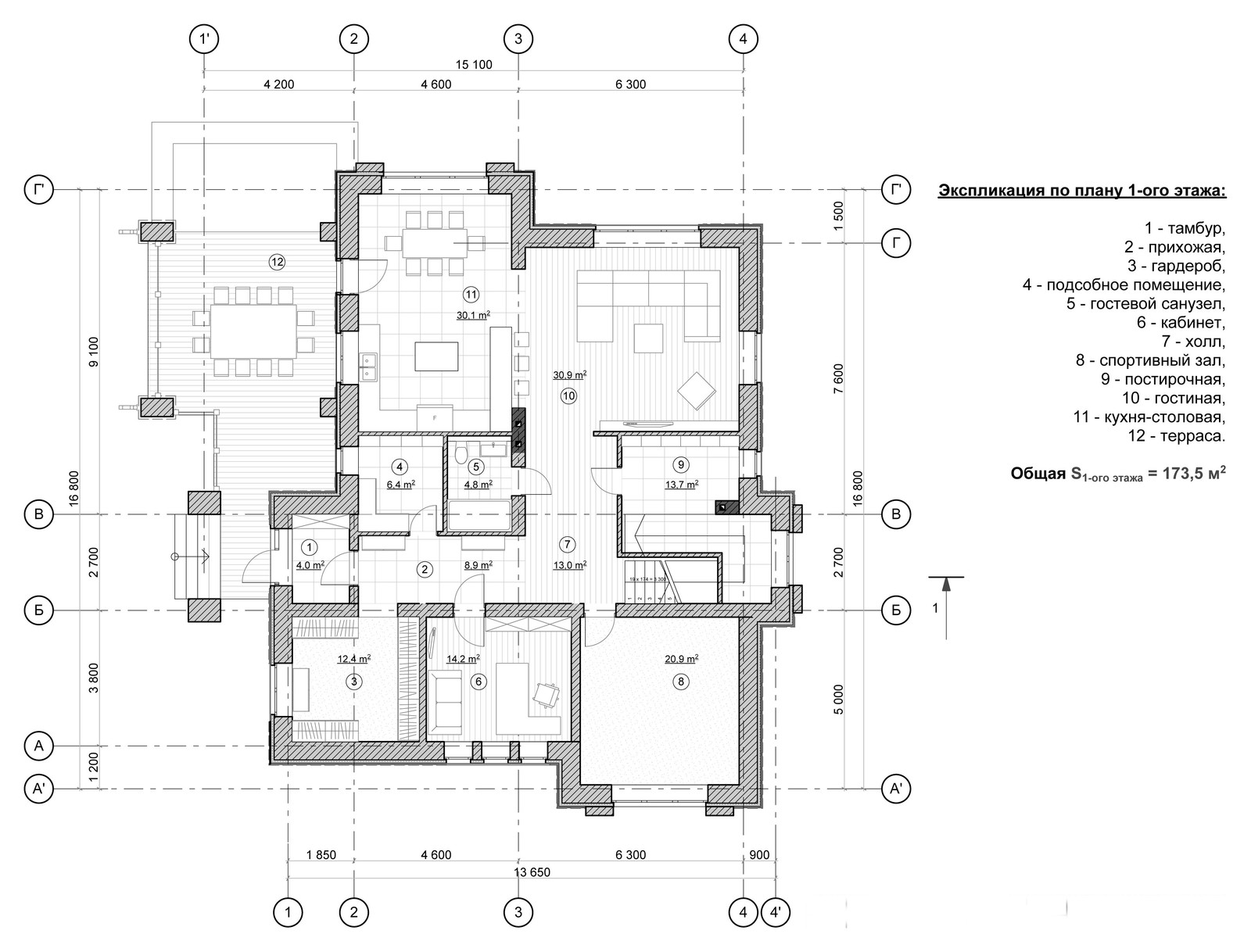 Индивидуальный дом 350 м2 с гаражом и баней в поселке Московский
