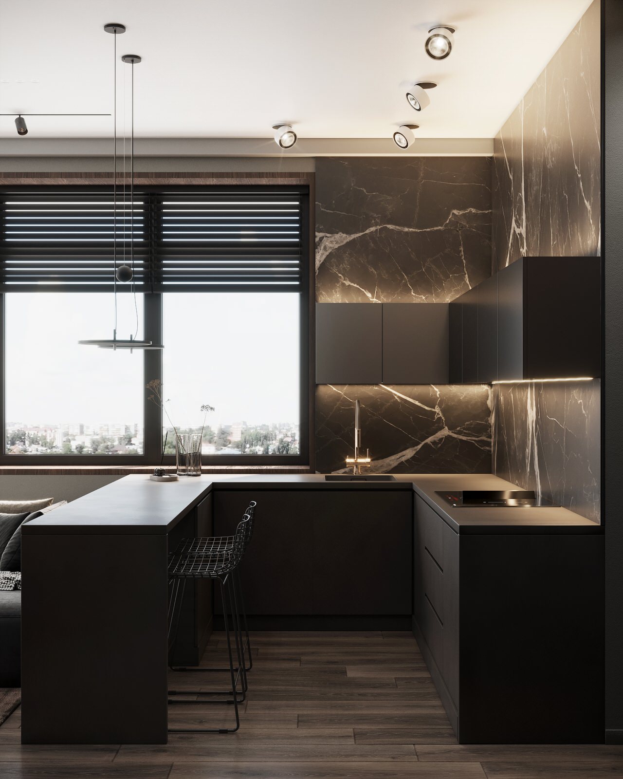 Монохромная квартира с террасой.