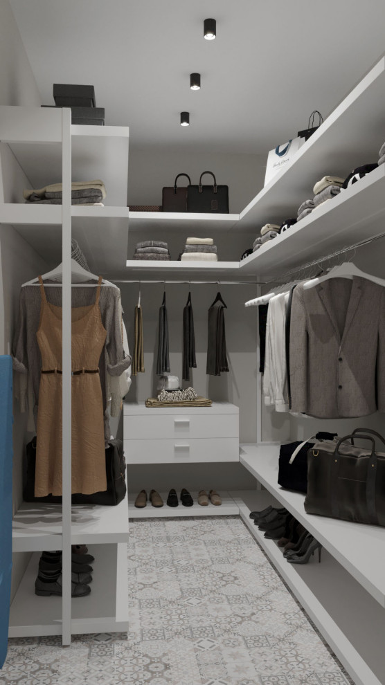 Холл+гардеробная с синими акцентами