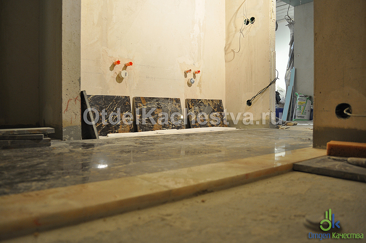 Укладка мрамора в ванной комнате