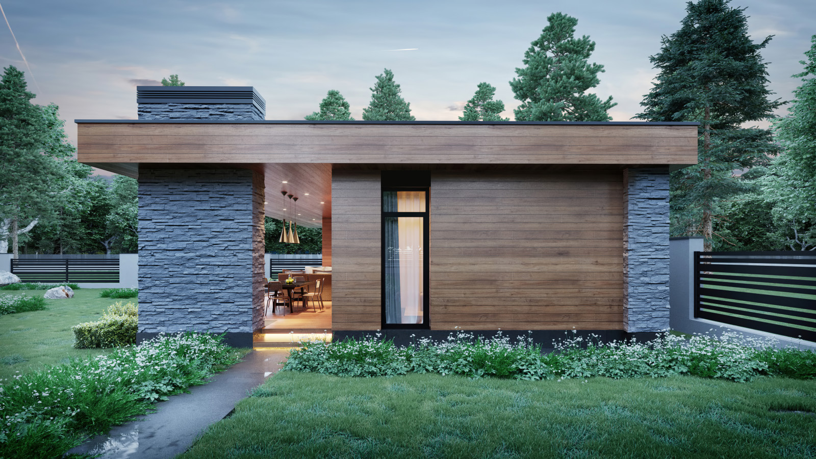 Проект индивидуального жилого дома и бани в КП "Голицыно-9"