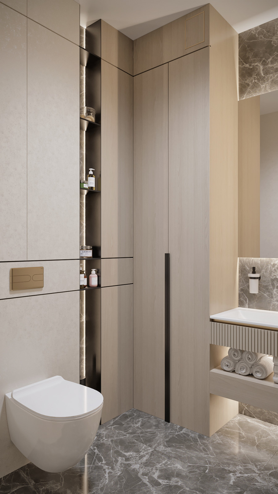 3к студия монохромный интерьер в стиле Современной классики