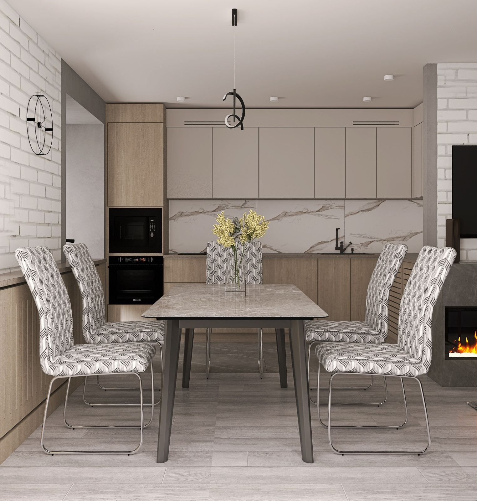 Дизайн кухни-гостиной с балконами