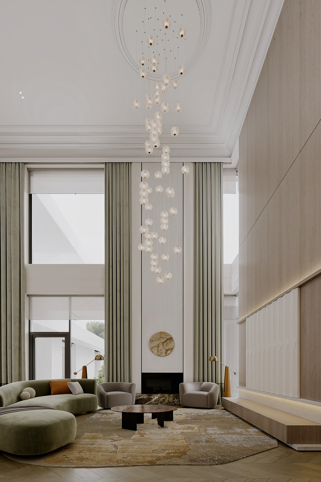 Просторная гостиная а коттедже