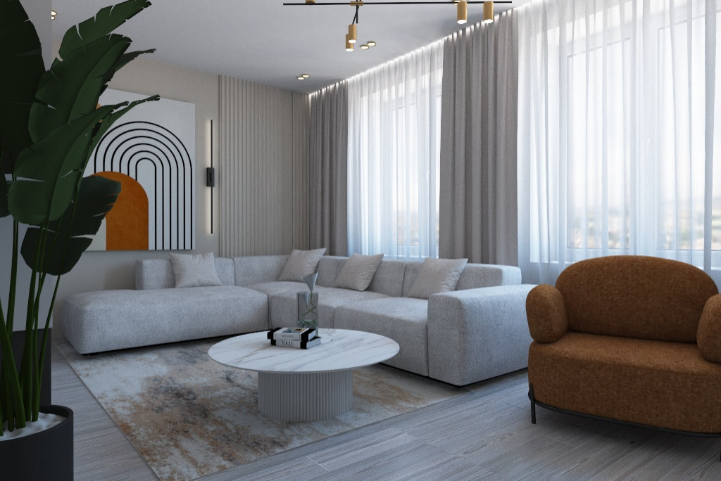 Обложка проекта: Ракурсы гостиной и детской.