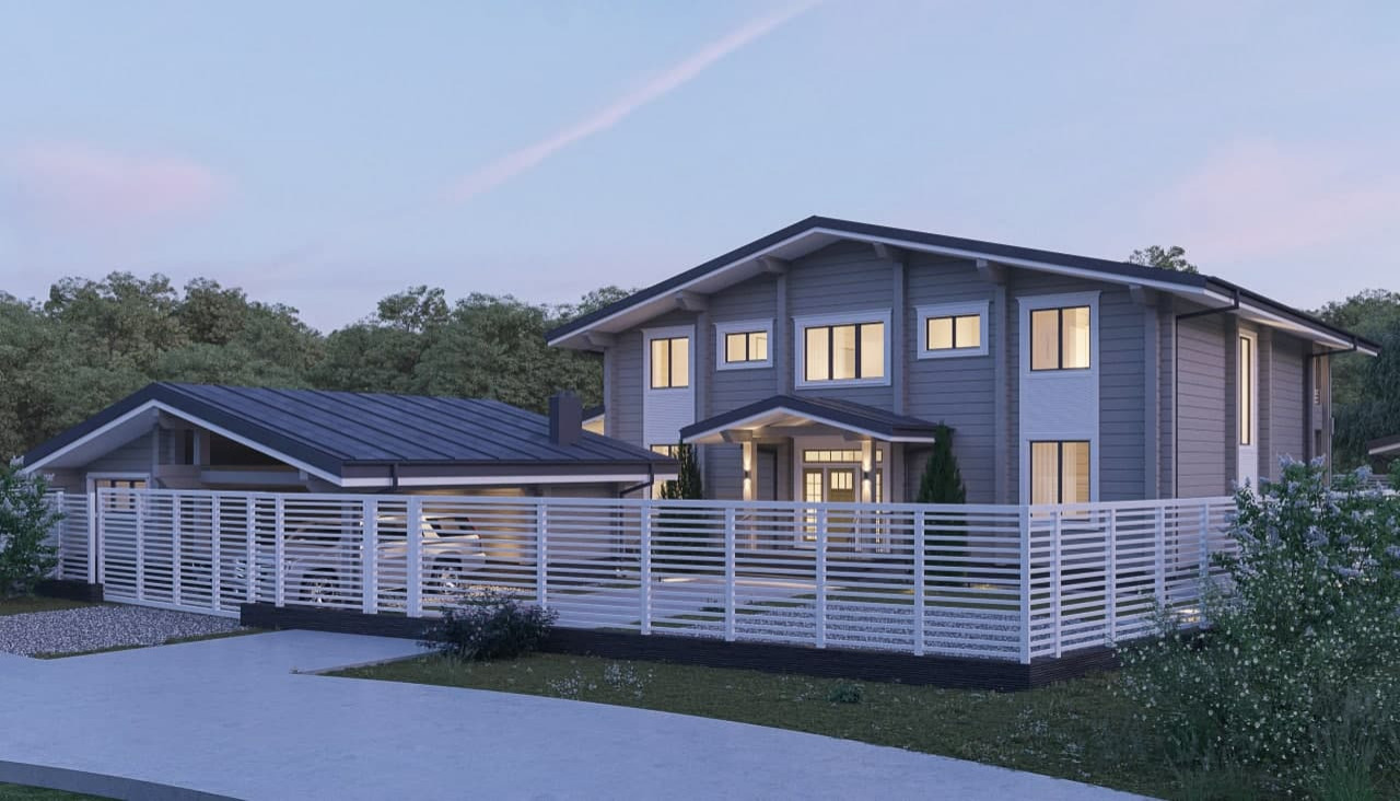 Частный жилой дом из клееного бруса в КП «Ново-луговая»