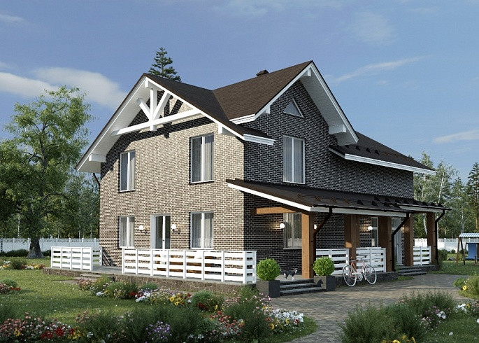 Обложка проекта: Классический коттедж из облицовочного кирпича