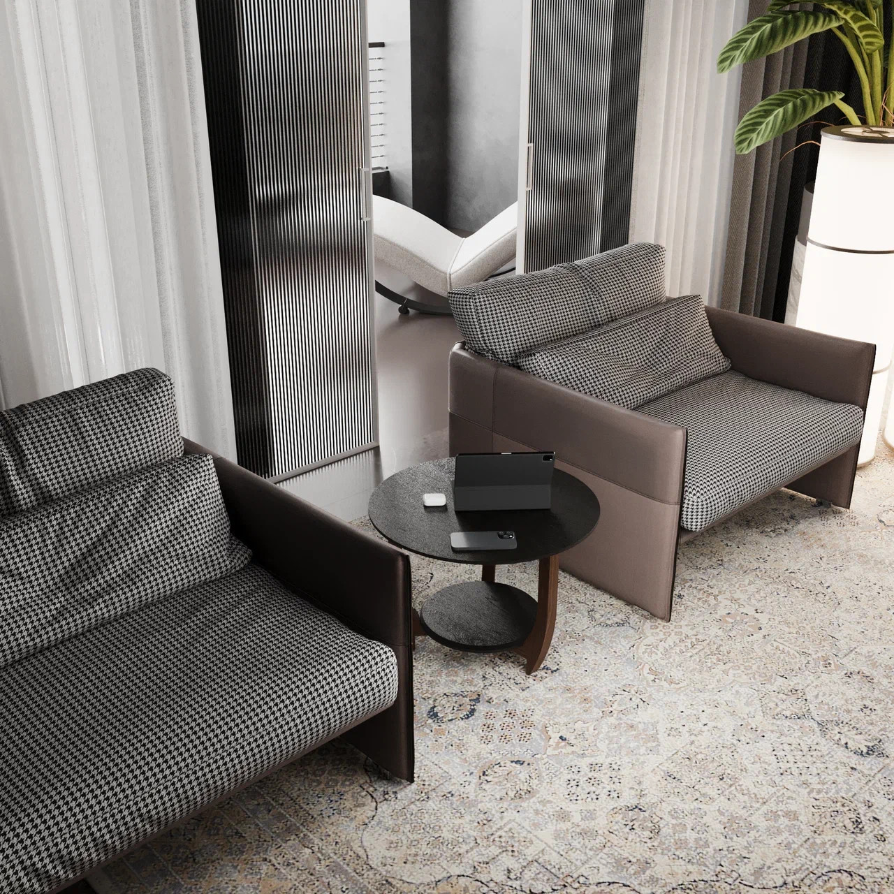 Журнальный столик ДОМОВОЙ черного цвета в гостиной