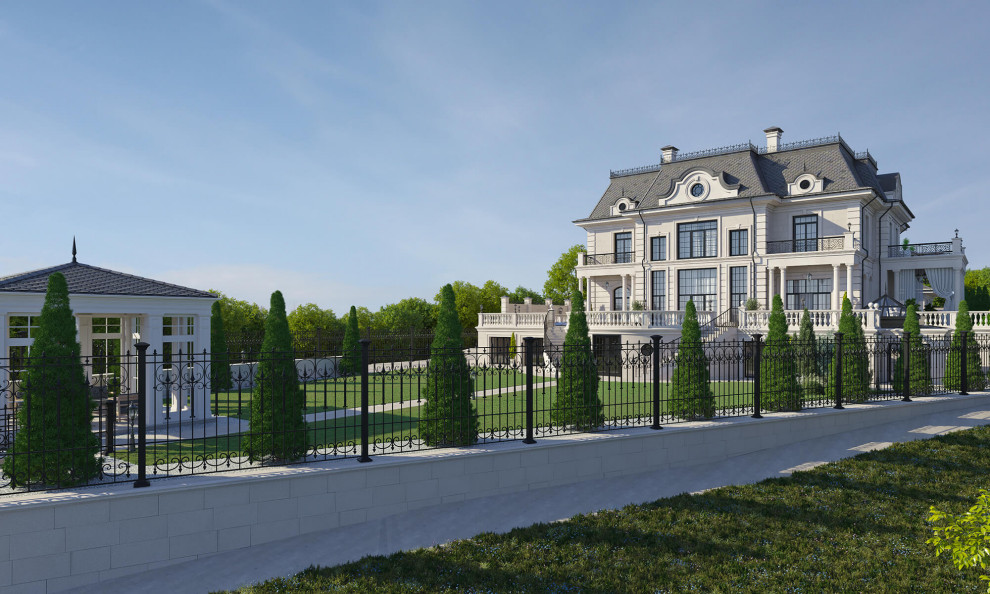 Архитектурный проект жилого дома с бассейном в классическом стиле. 1100кв.м.