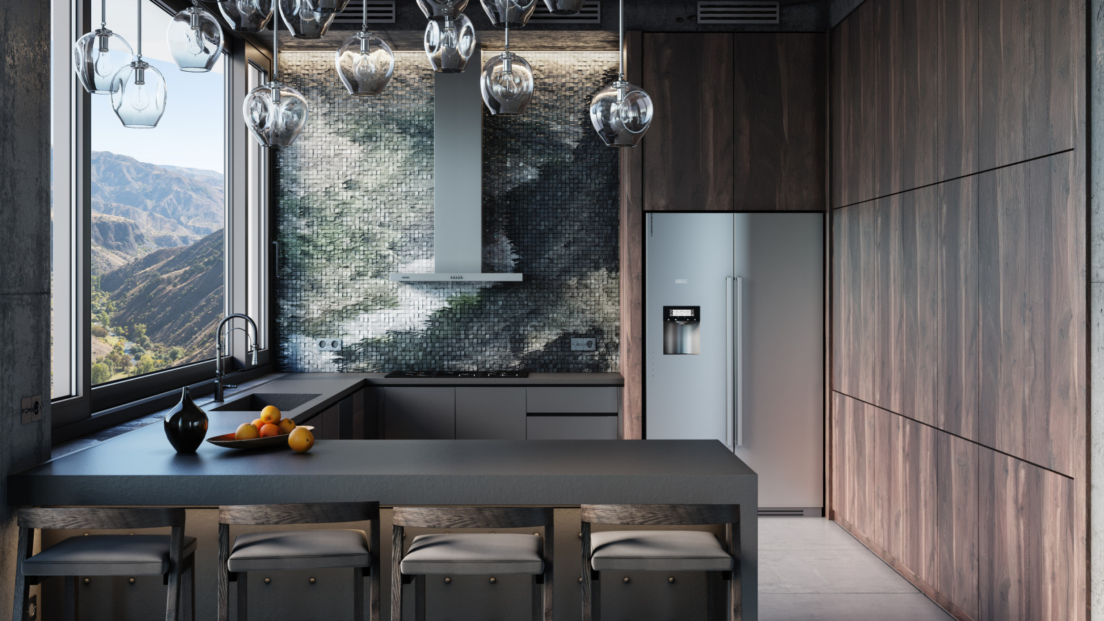 Kitchen with The View of Gorge