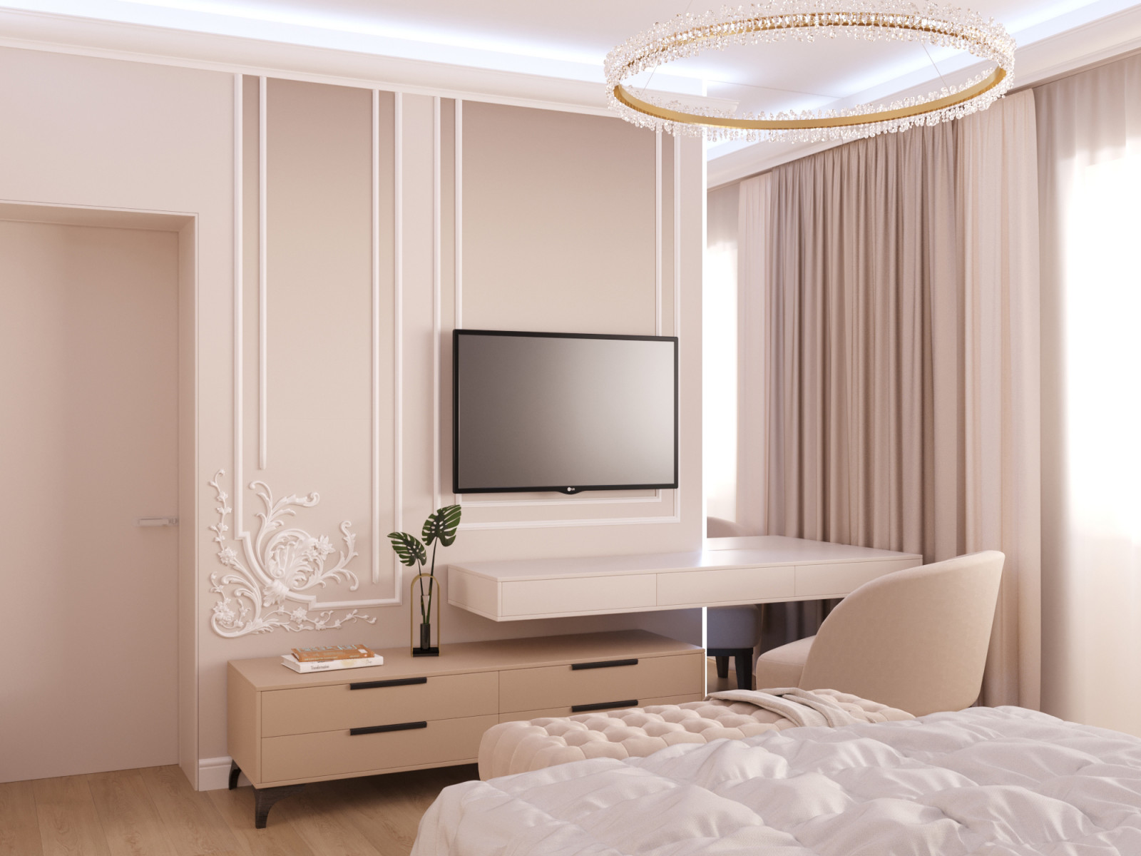 Спальня в стиле Одри Хепбёрн, неоклассика