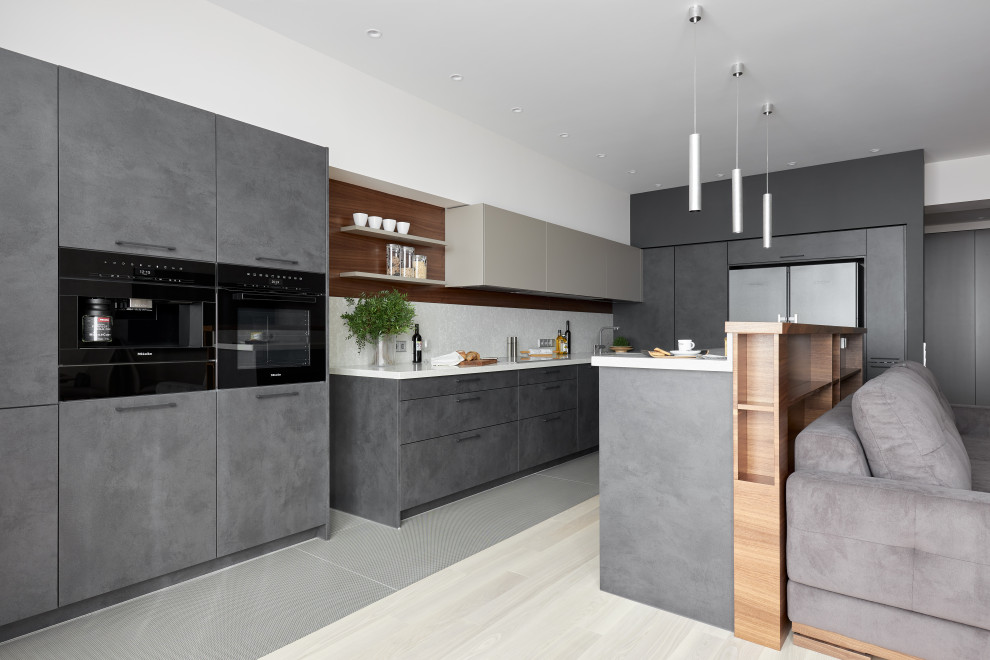 Обложка проекта: Кухня в объединенном пространстве кухни-гостиной.