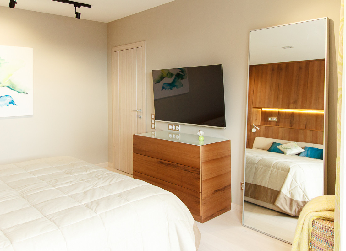 Спальня. Реализация. Квартира для молодых и успешных.