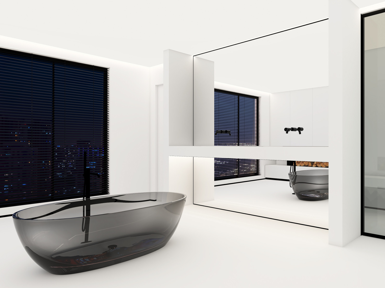 Представляем вам наш проект ванной комнаты с камином и панорамным зеркалом. Глав