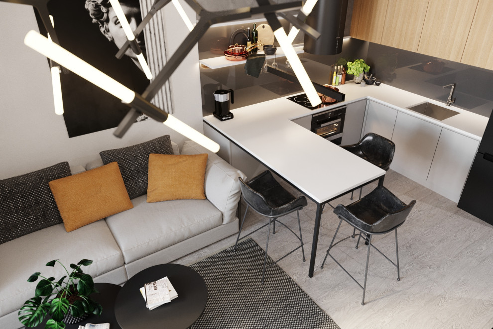 Квартира для холостяка с одной спальней и кухней-гостиной