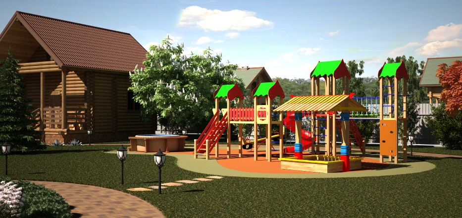 Ландшафтный дизайн для дома из оцилиндрованного бревна