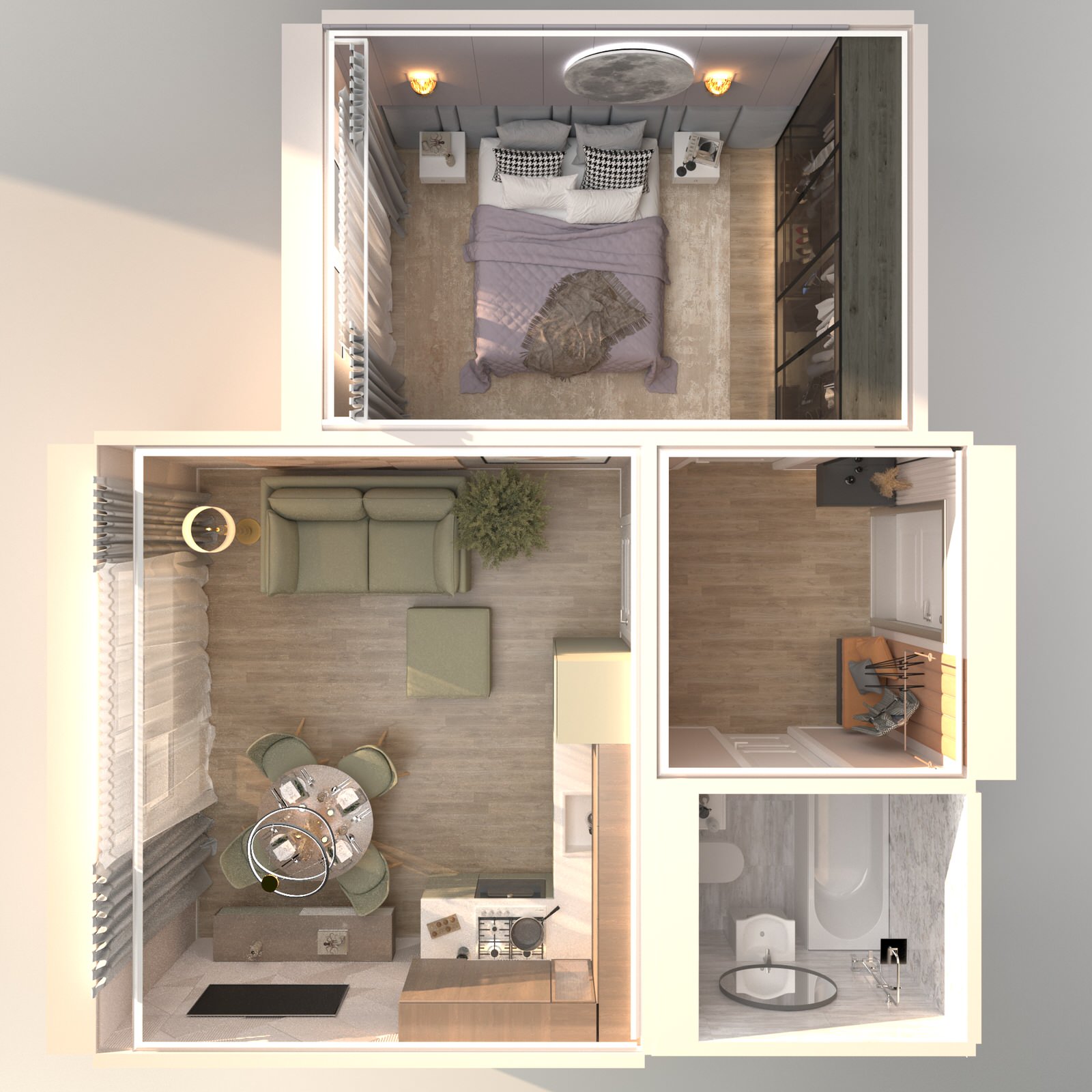 Обложка проекта: Двухкомнатная квартира 50м2