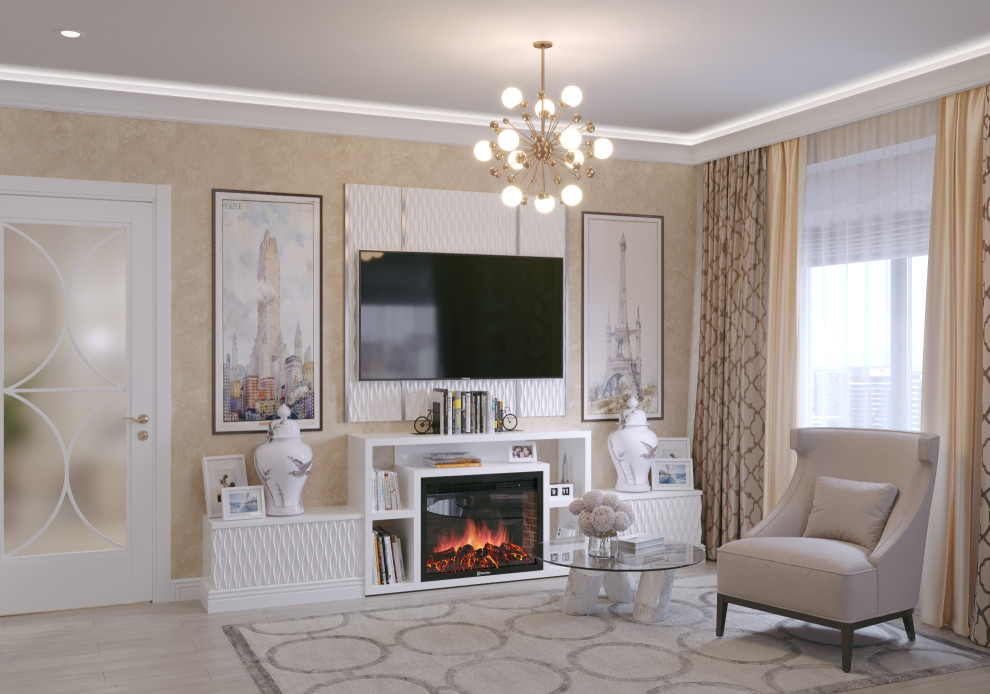 Обложка проекта: Гостиная с камином Electrolux