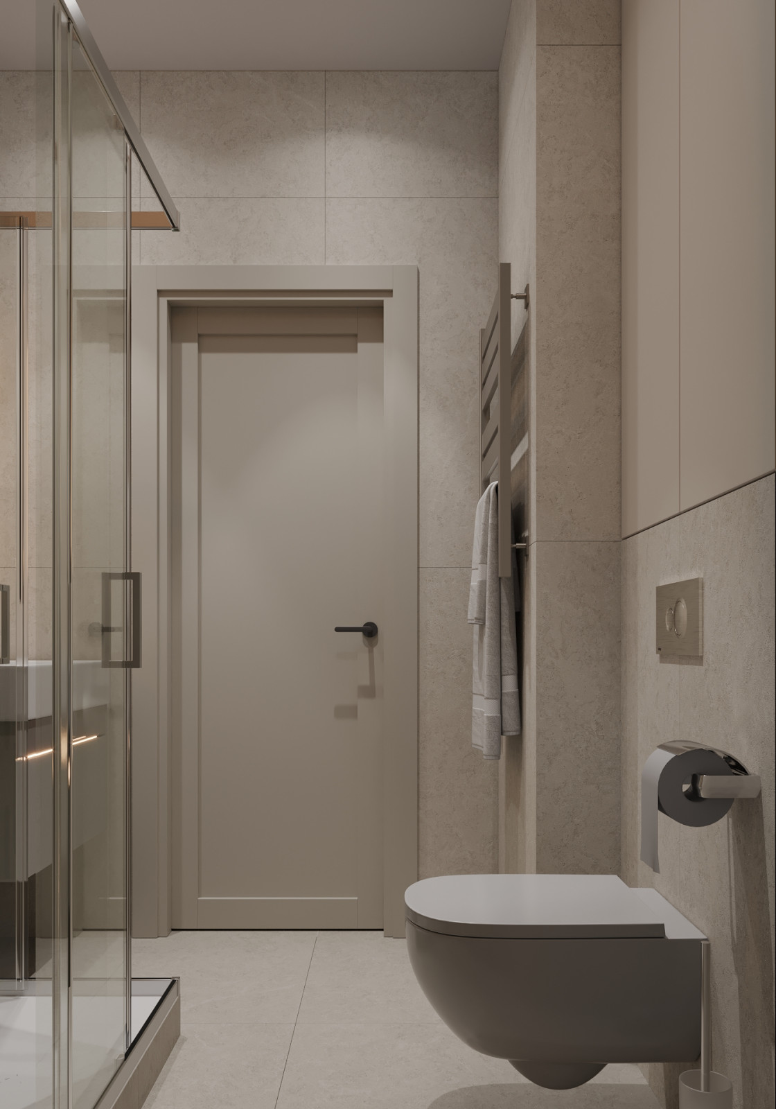 Санузел с акцентной стеной