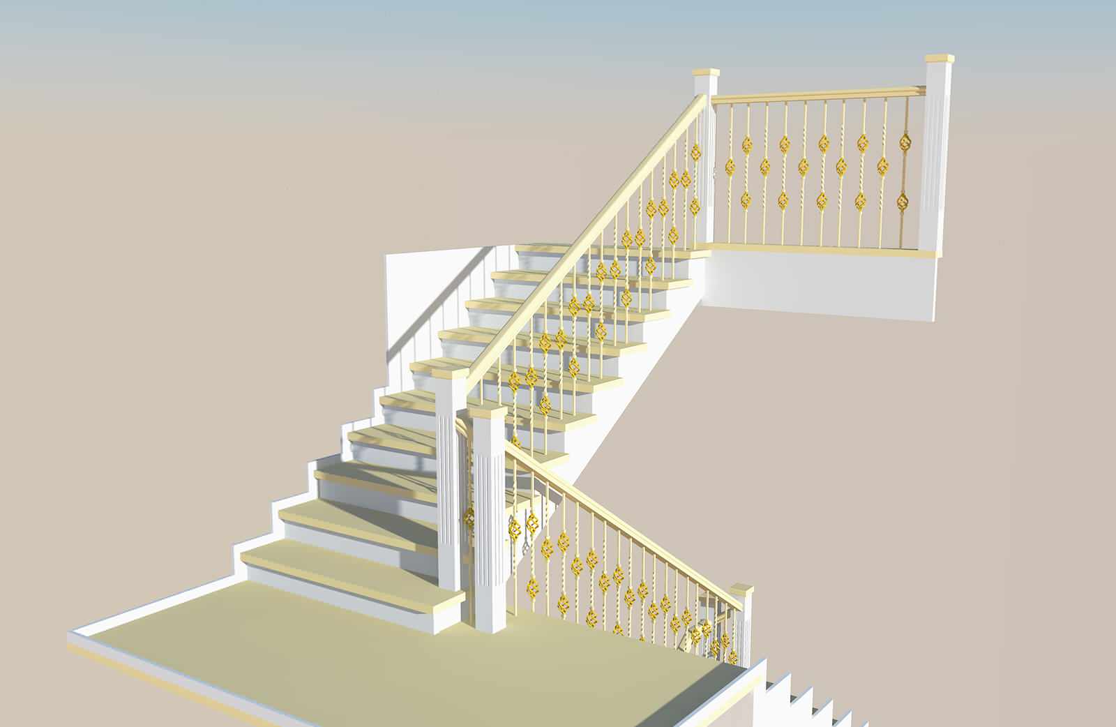 Лестница с первого по третий этаж