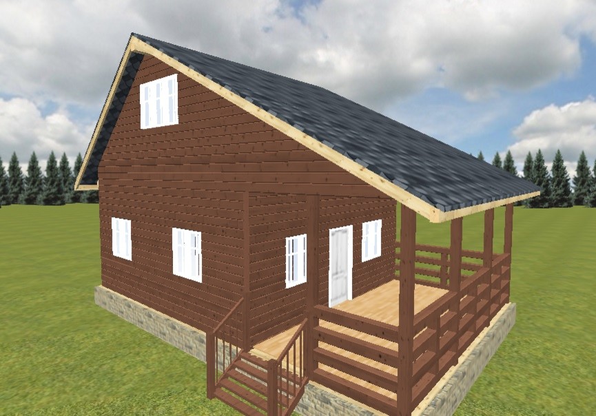 "Истра" - проект дома из бруса 6х6 с террасой 6х3