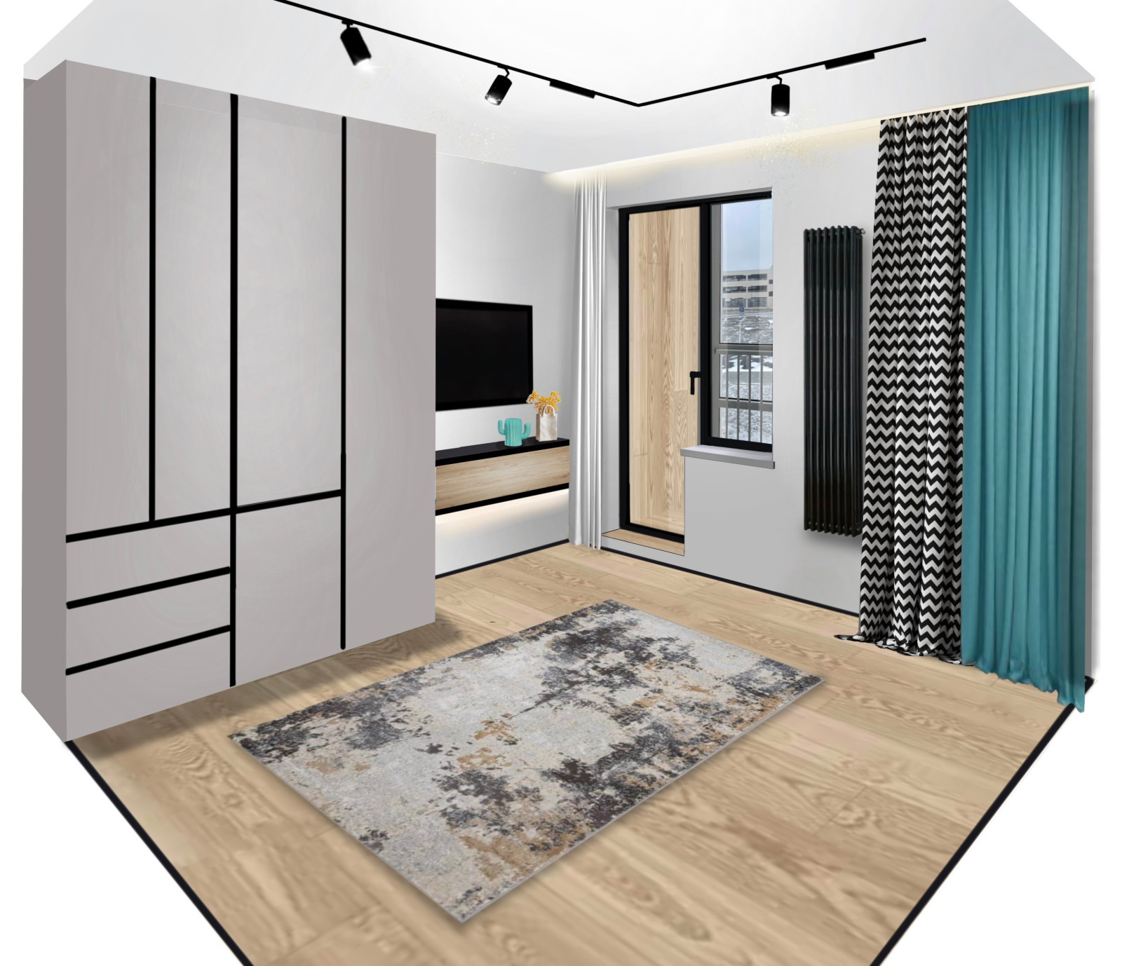 Однакомнатная квартира в Современном стиле с элементами Поп-арта.