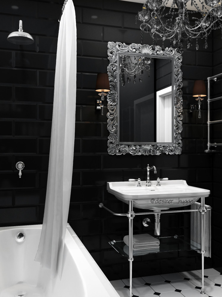 Черно-белая ванная