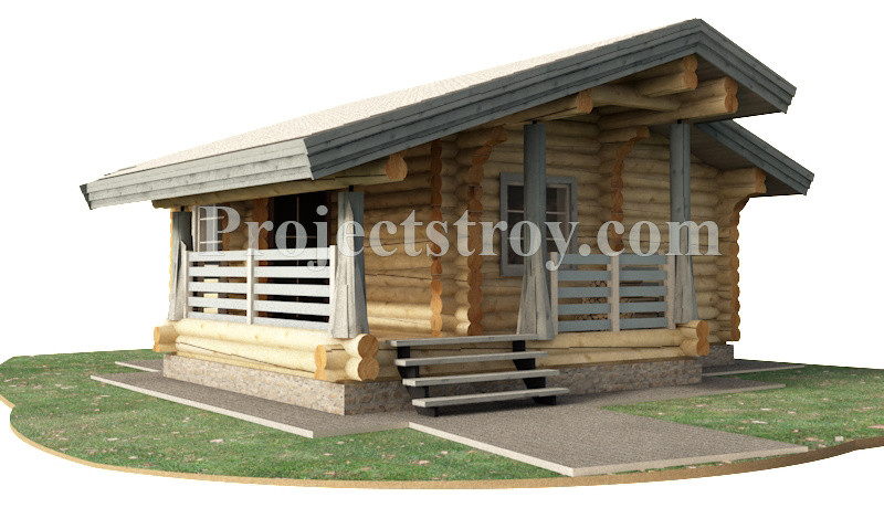 Проект бани из бревна ручной рубки 6.5 х 7.5 м