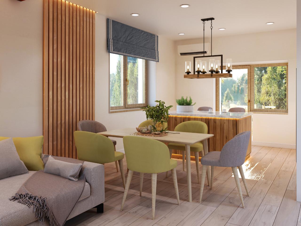 Дизайн проект дома 120кв.м в современном стиле с элементами эко-стиля