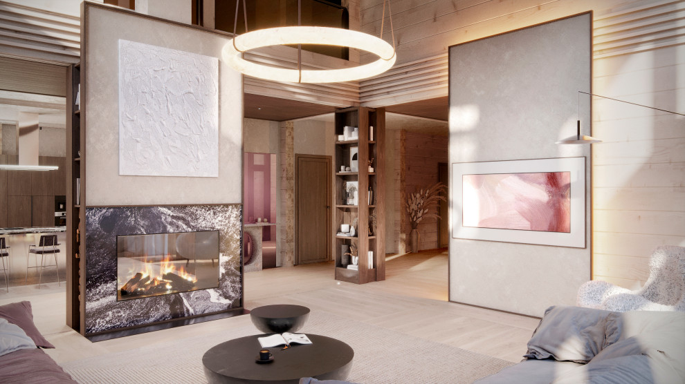 Интерьер подмосковного брусового дома компании Honka