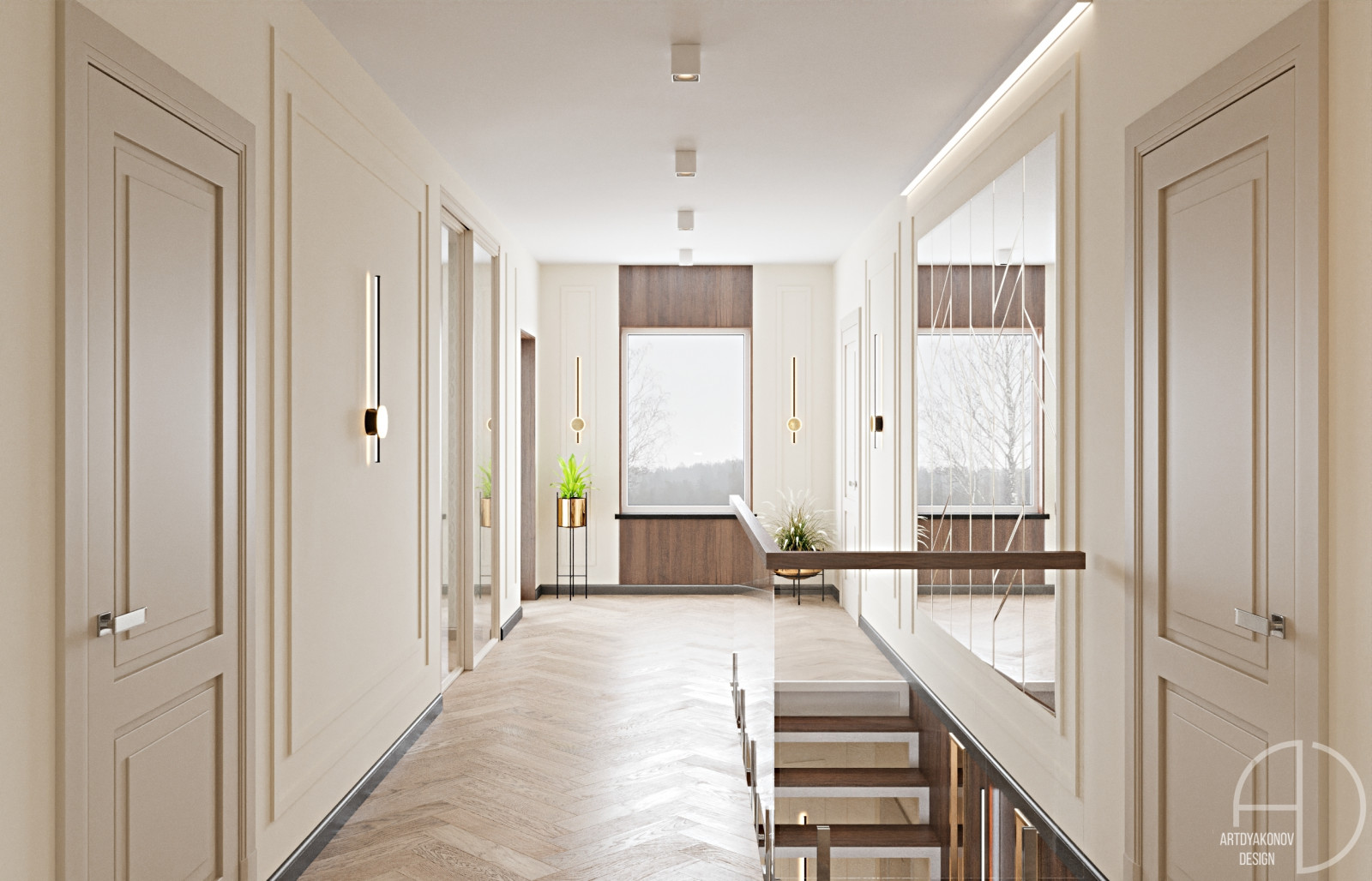 Дизайн интерьера загородного дома. Поселок Зеркальный 250 м2