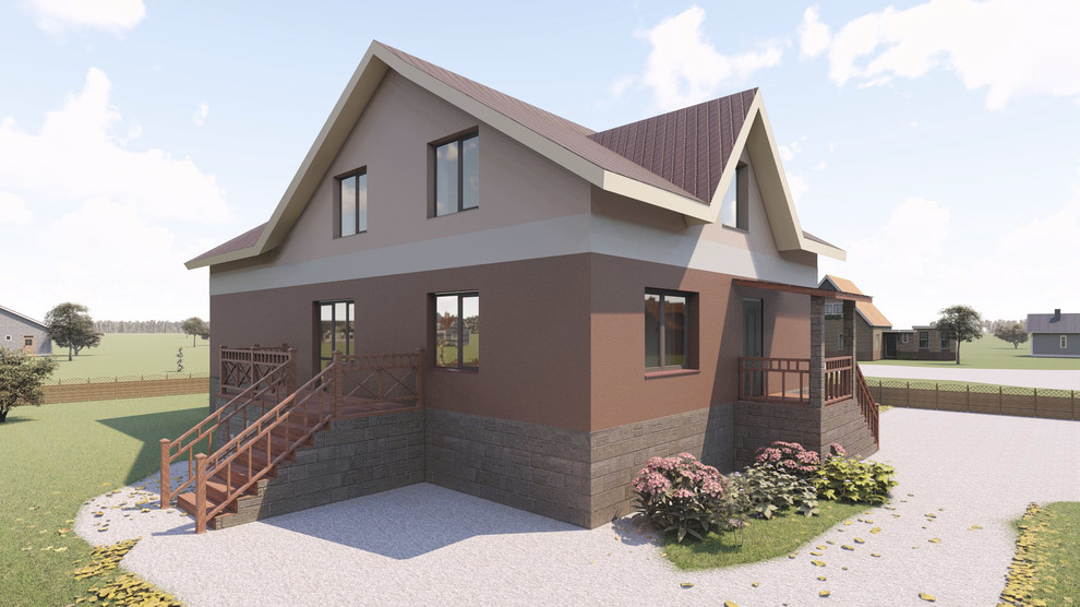 Проект жилого дома по имеющемуся фундаменту с мансардным этажом.