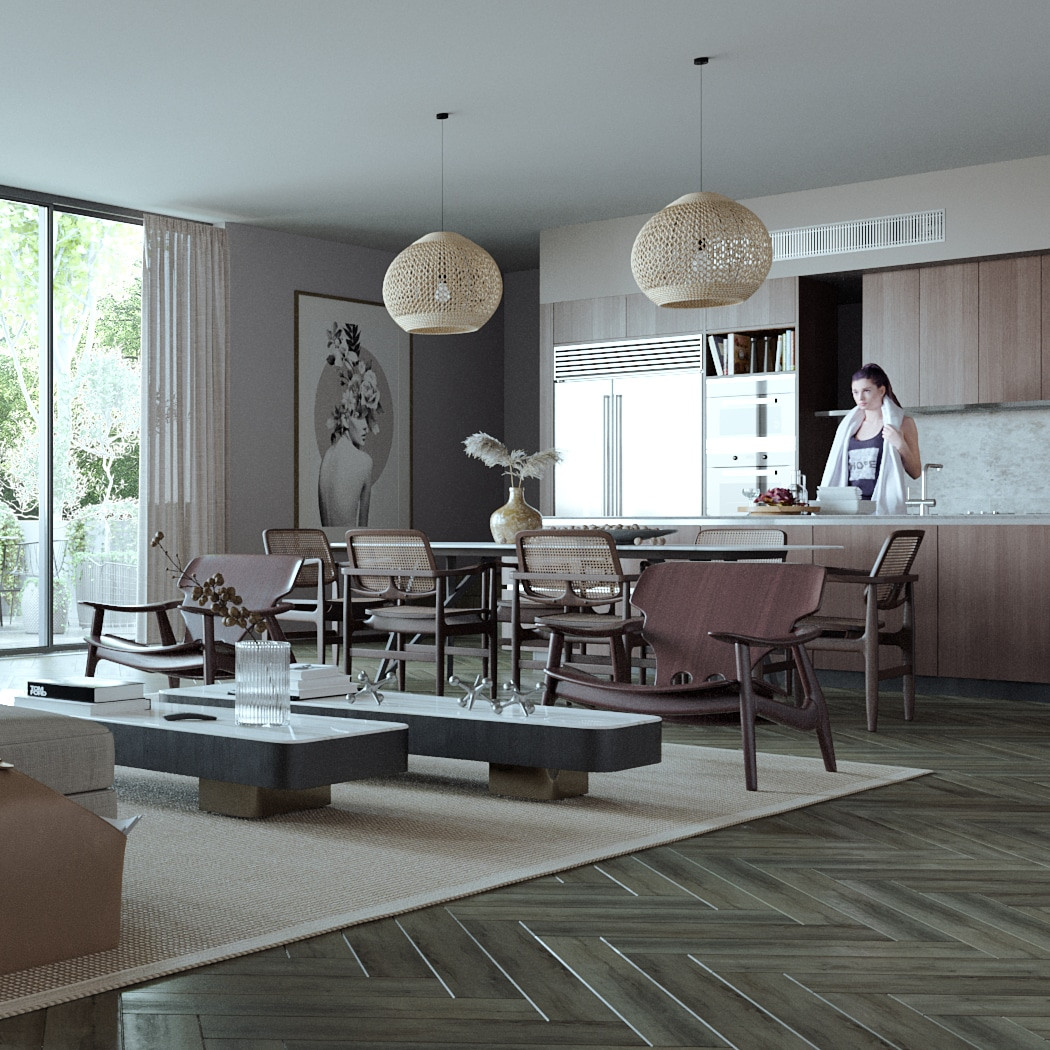 кухня-гостиная в загородном доме