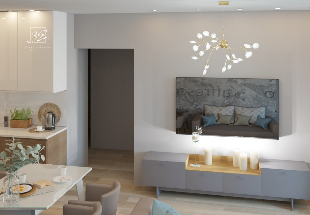 Двухкомнатная квартира-студия 45 кв.м в ЖК "SCANDIS" в современном стиле