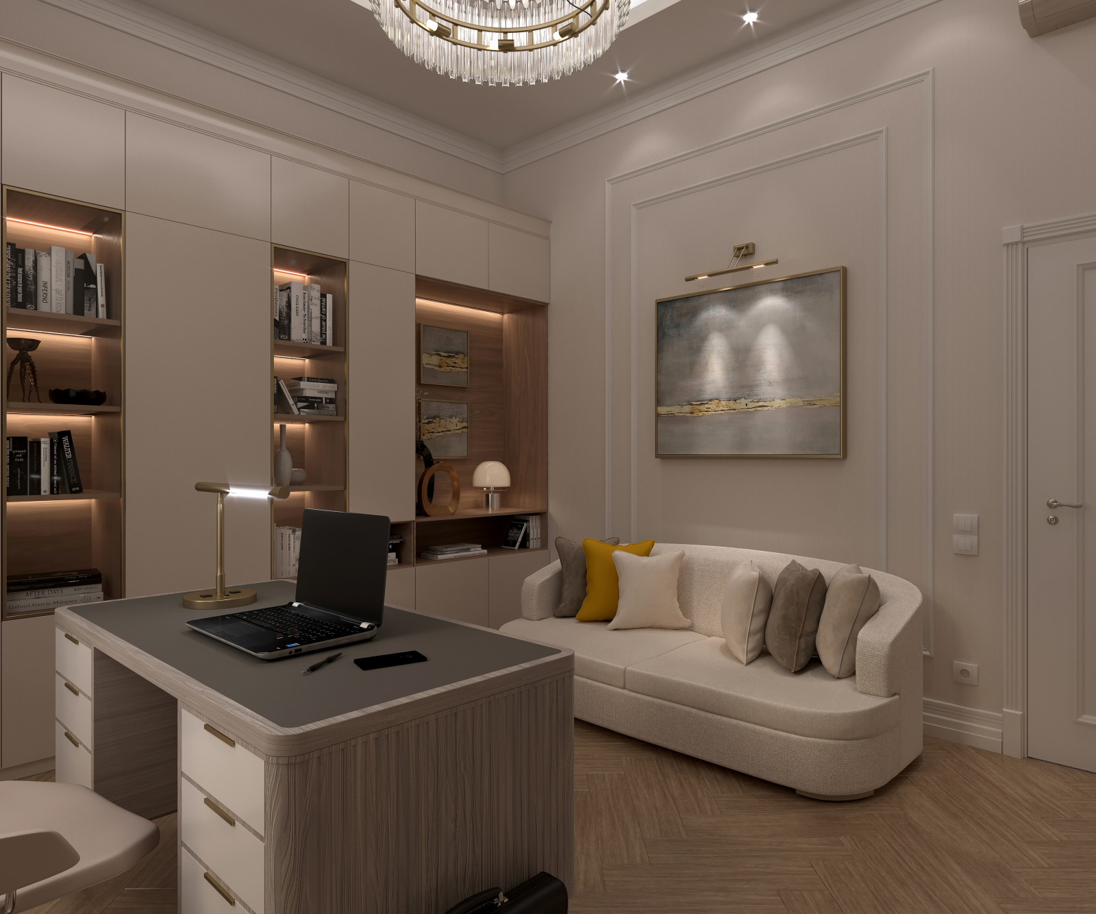 Белоснежный кабинет в загородном доме