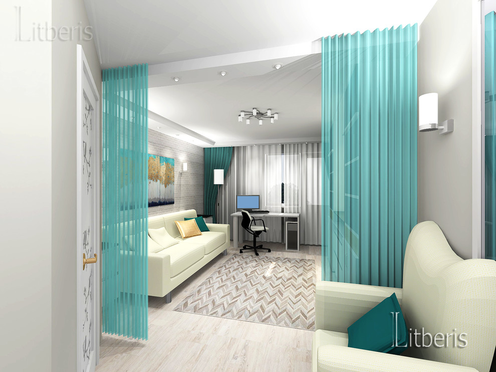 Современный светлый интерьер квартиры с элементами классики